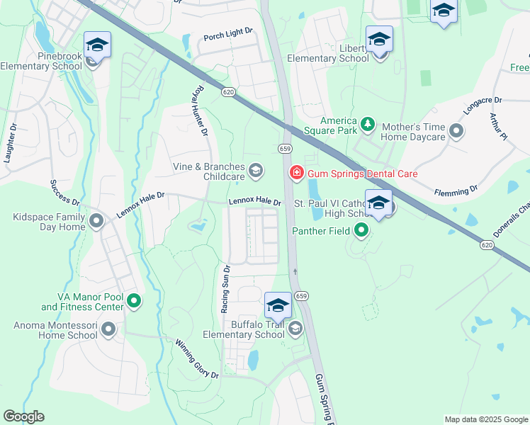 map of restaurants, bars, coffee shops, grocery stores, and more near 25705 Clairmont Manor Square in Aldie