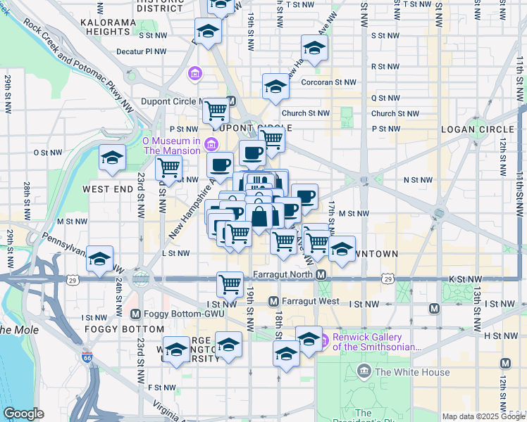 map of restaurants, bars, coffee shops, grocery stores, and more near 101 Independence Avenue Southeast in Washington
