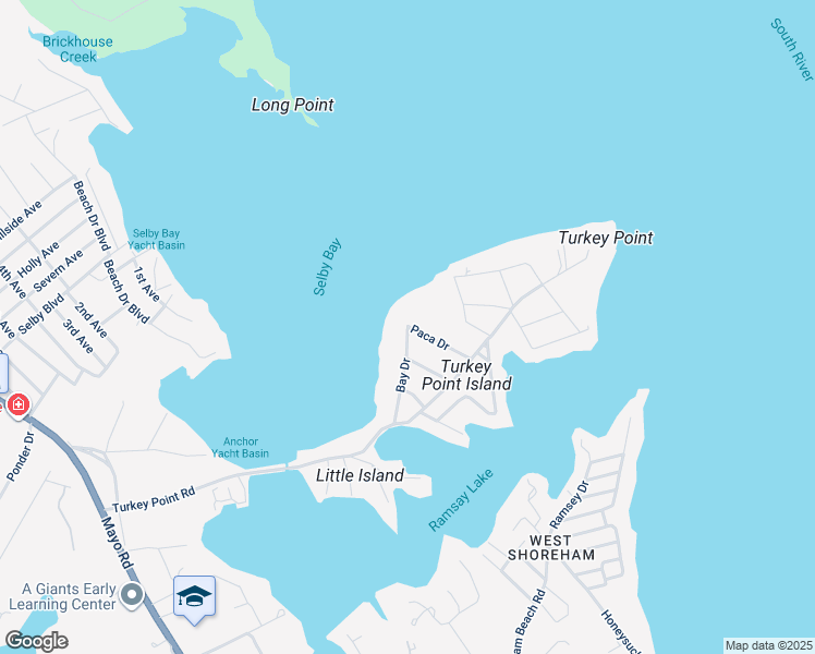 map of restaurants, bars, coffee shops, grocery stores, and more near Bay Drive in Edgewater