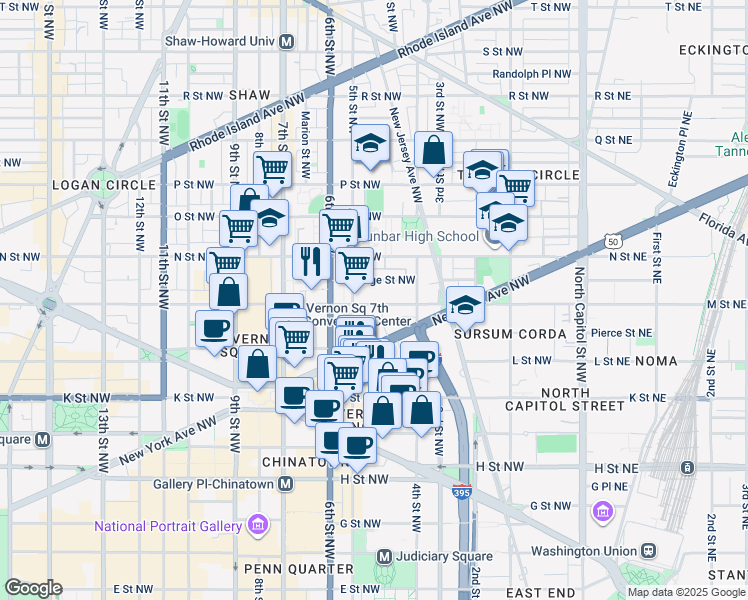 map of restaurants, bars, coffee shops, grocery stores, and more near 467 M Street Northwest in Washington
