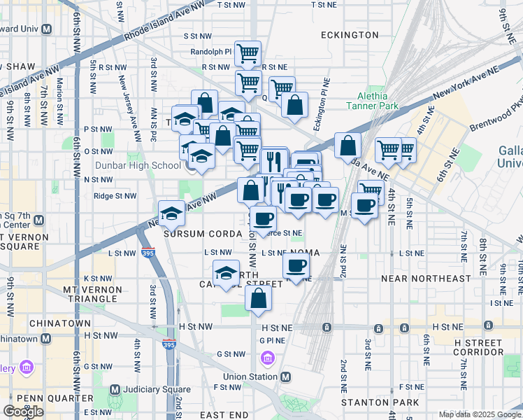 map of restaurants, bars, coffee shops, grocery stores, and more near 101 Independence Avenue Southeast in Washington