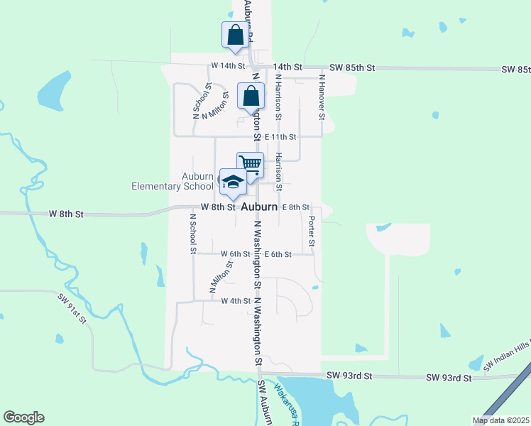 map of restaurants, bars, coffee shops, grocery stores, and more near 110 East 8th Street in Auburn