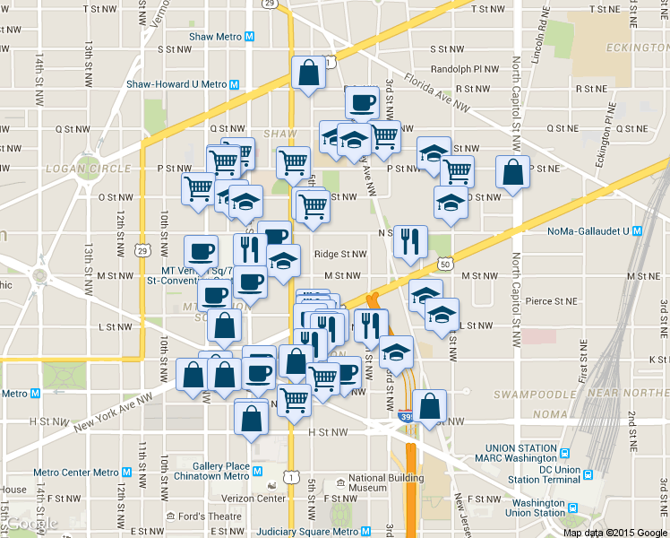 map of restaurants, bars, coffee shops, grocery stores, and more near 101 Independence Avenue Southeast in Washington
