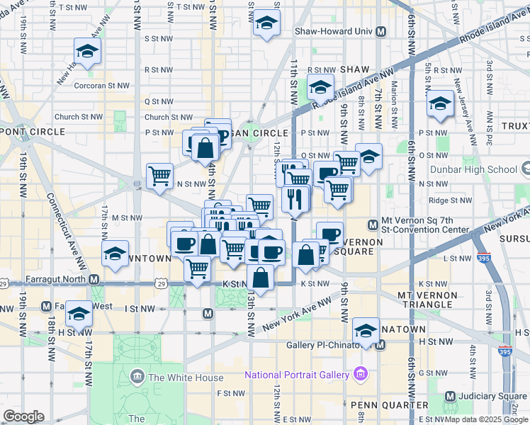 map of restaurants, bars, coffee shops, grocery stores, and more near 101 Independence Avenue Southeast in Washington