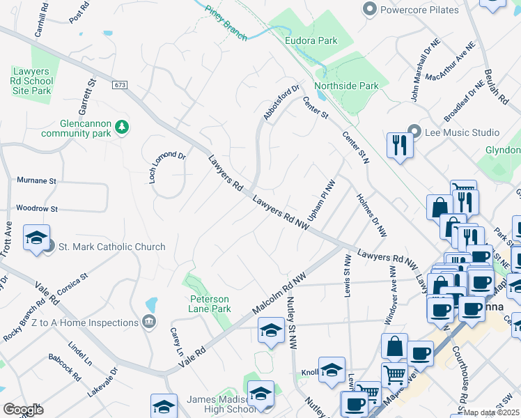 map of restaurants, bars, coffee shops, grocery stores, and more near 2221 Terra Ridge Drive in Vienna