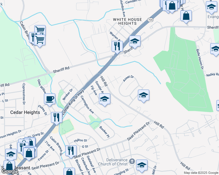 map of restaurants, bars, coffee shops, grocery stores, and more near 101 Independence Avenue Southeast in Washington