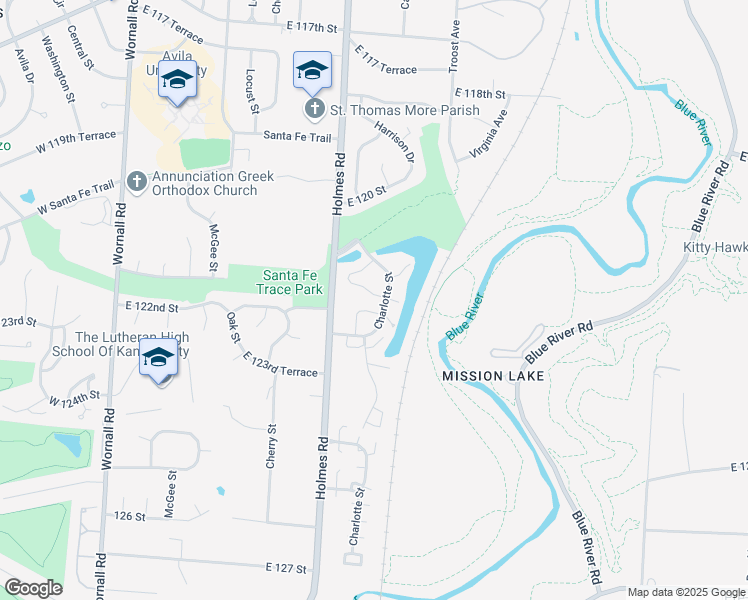 map of restaurants, bars, coffee shops, grocery stores, and more near 811 East 121 Terrace in Kansas City