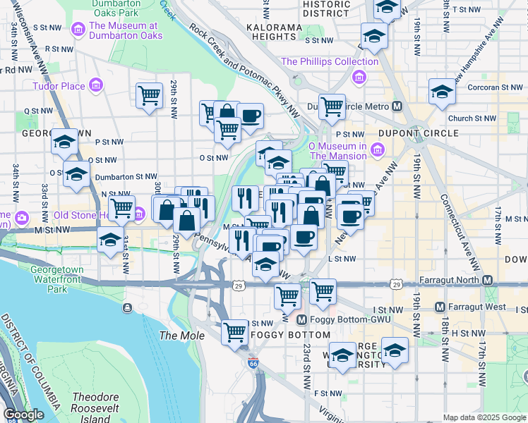 map of restaurants, bars, coffee shops, grocery stores, and more near 101 Independence Avenue Southeast in Washington