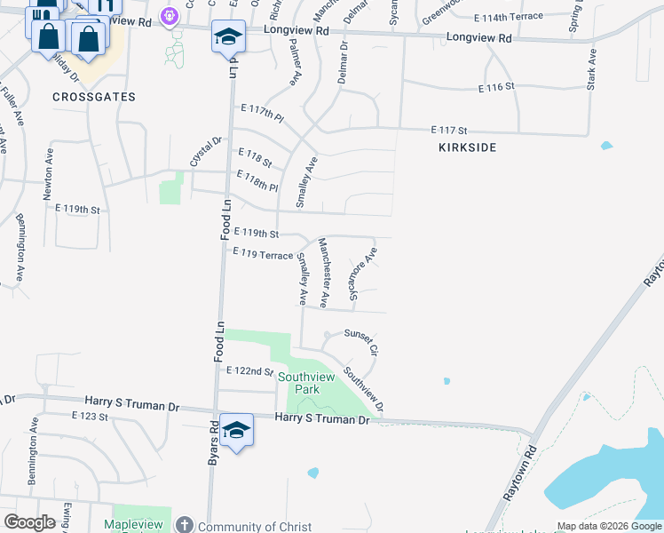 map of restaurants, bars, coffee shops, grocery stores, and more near 11932 Sycamore Avenue in Grandview