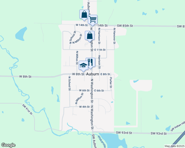 map of restaurants, bars, coffee shops, grocery stores, and more near in Auburn