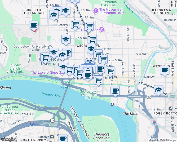 map of restaurants, bars, coffee shops, grocery stores, and more near 101 Independence Avenue Southeast in Washington