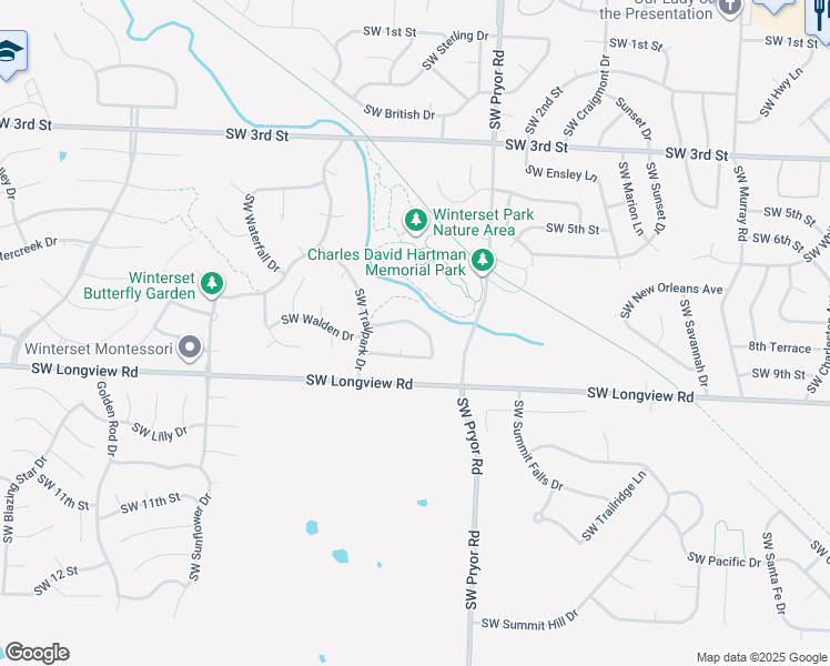 map of restaurants, bars, coffee shops, grocery stores, and more near 2104 Southwest Cedar Hill Lane in Lee's Summit