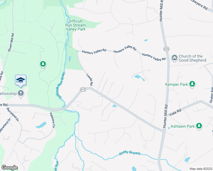 map of restaurants, bars, coffee shops, grocery stores, and more near 10616 Vale Road in Oakton