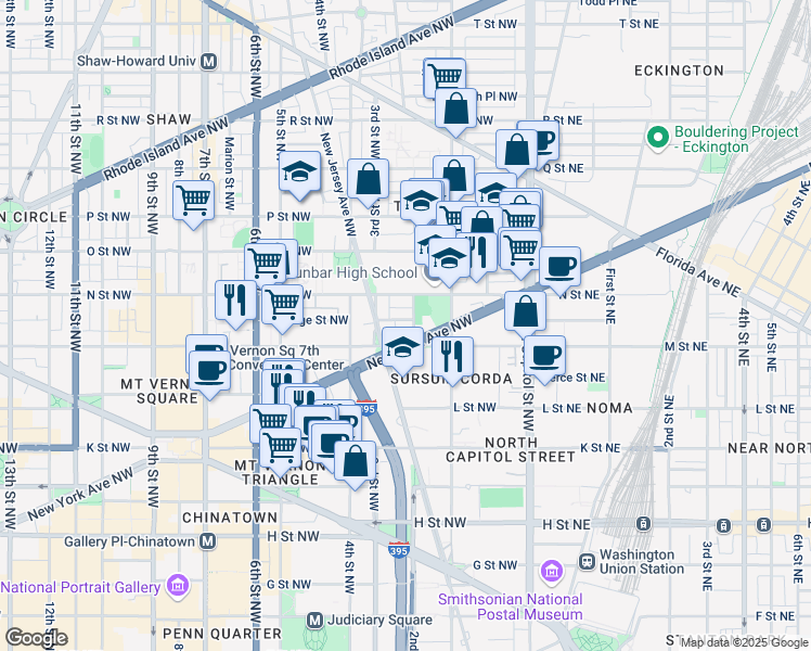 map of restaurants, bars, coffee shops, grocery stores, and more near 208 Morgan Street Northwest in Washington
