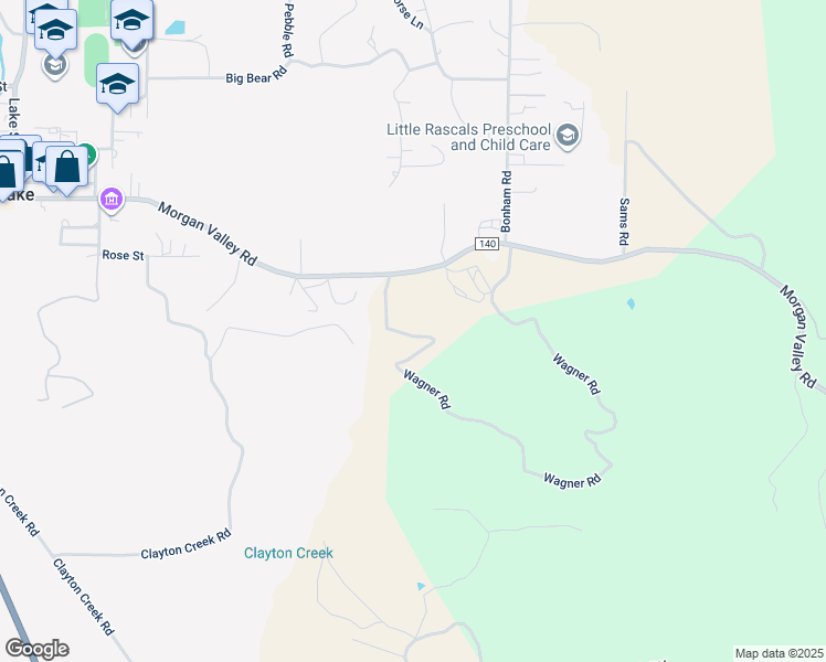 map of restaurants, bars, coffee shops, grocery stores, and more near 17155 Morgan Valley Road in Lower Lake