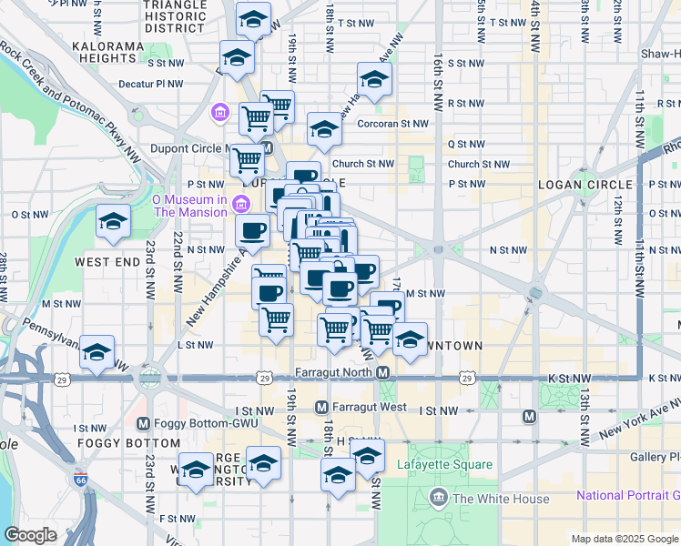 map of restaurants, bars, coffee shops, grocery stores, and more near 101 Independence Avenue Southeast in Washington
