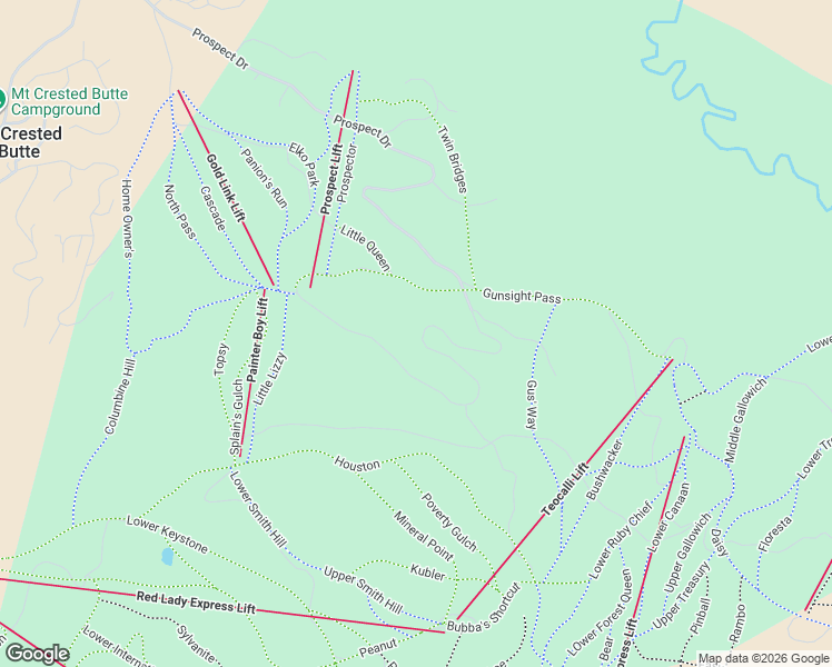 map of restaurants, bars, coffee shops, grocery stores, and more near 724 Prospect Drive in Crested Butte