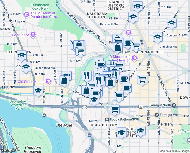 map of restaurants, bars, coffee shops, grocery stores, and more near 101 Independence Avenue Southeast in Washington