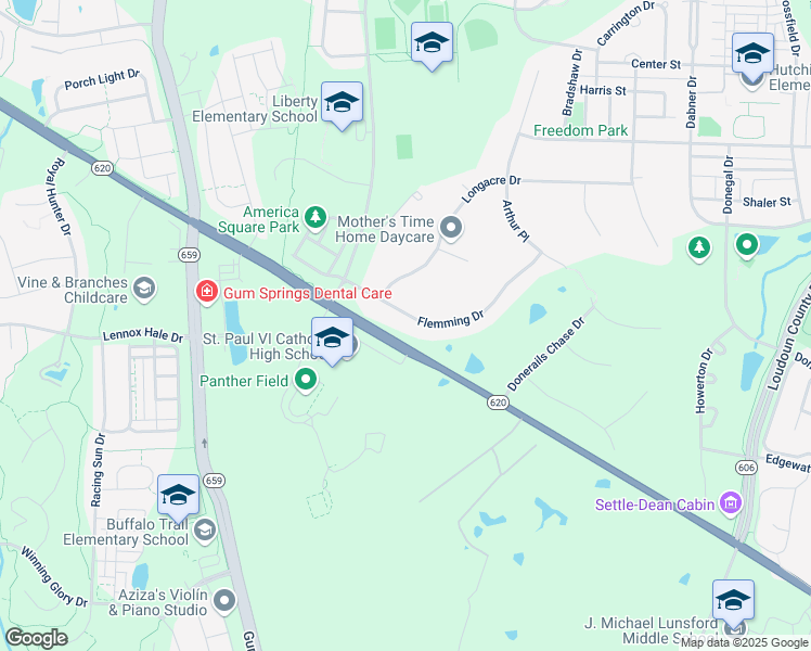 map of restaurants, bars, coffee shops, grocery stores, and more near 42485 Flemming Drive in Chantilly