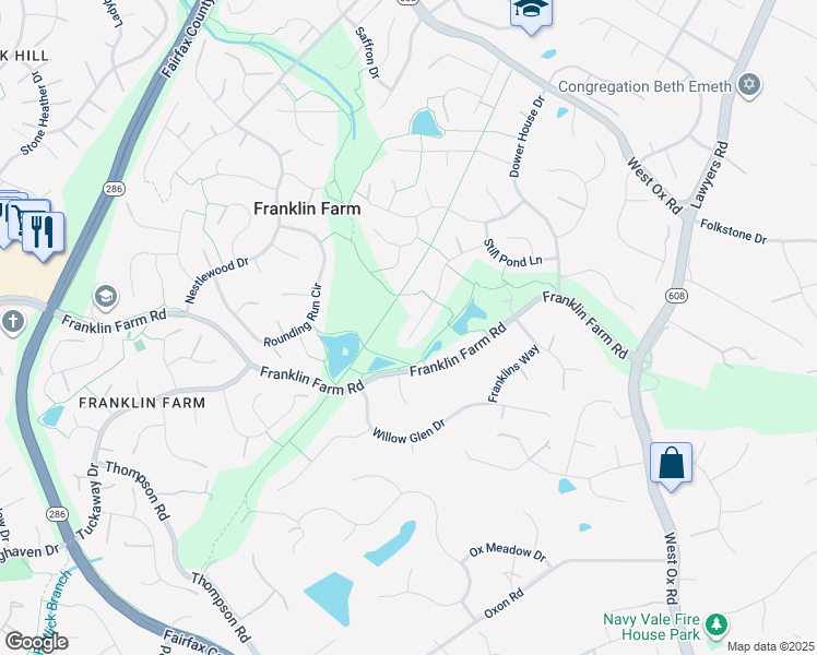 map of restaurants, bars, coffee shops, grocery stores, and more near 3136 Hannahs Pond Lane in Herndon