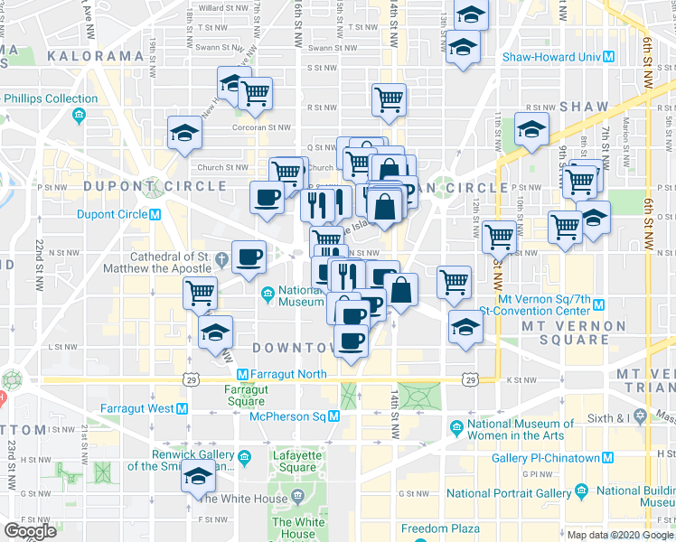 map of restaurants, bars, coffee shops, grocery stores, and more near 101 Independence Avenue Southeast in Washington
