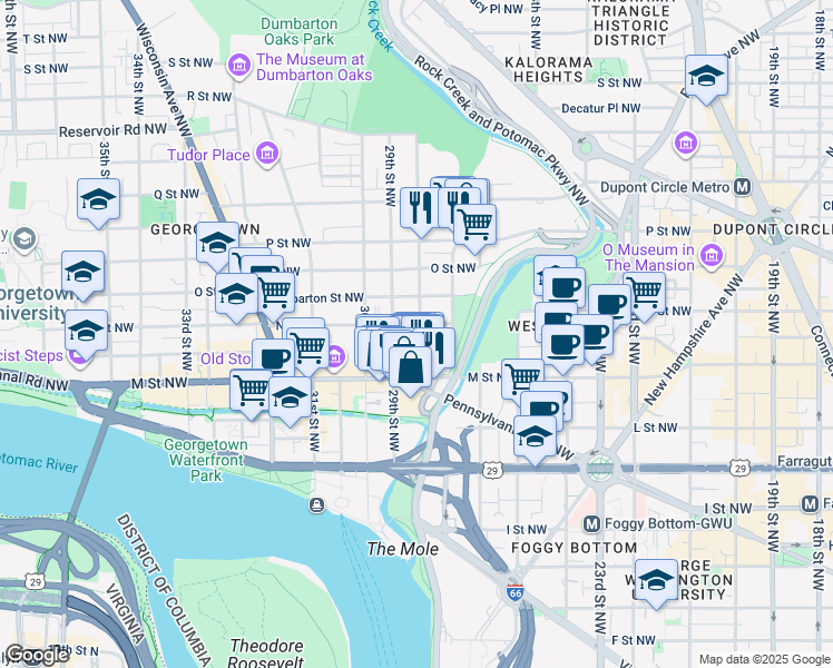 map of restaurants, bars, coffee shops, grocery stores, and more near 101 Independence Avenue Southeast in Washington