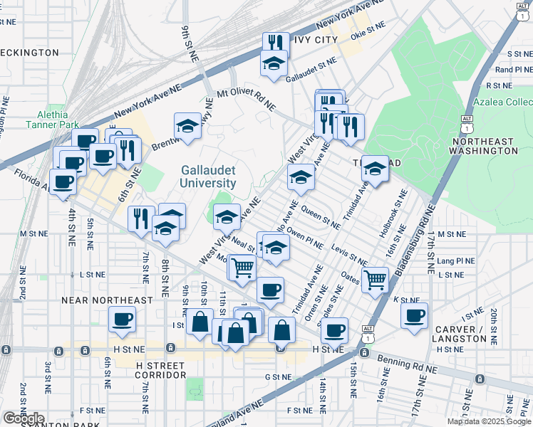 map of restaurants, bars, coffee shops, grocery stores, and more near 101 Independence Avenue Southeast in Washington