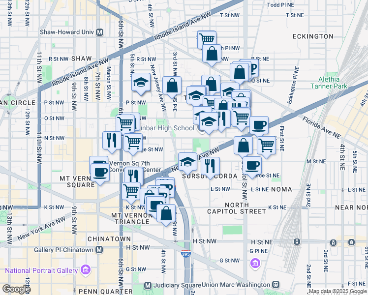 map of restaurants, bars, coffee shops, grocery stores, and more near 101 Independence Avenue Southeast in Washington