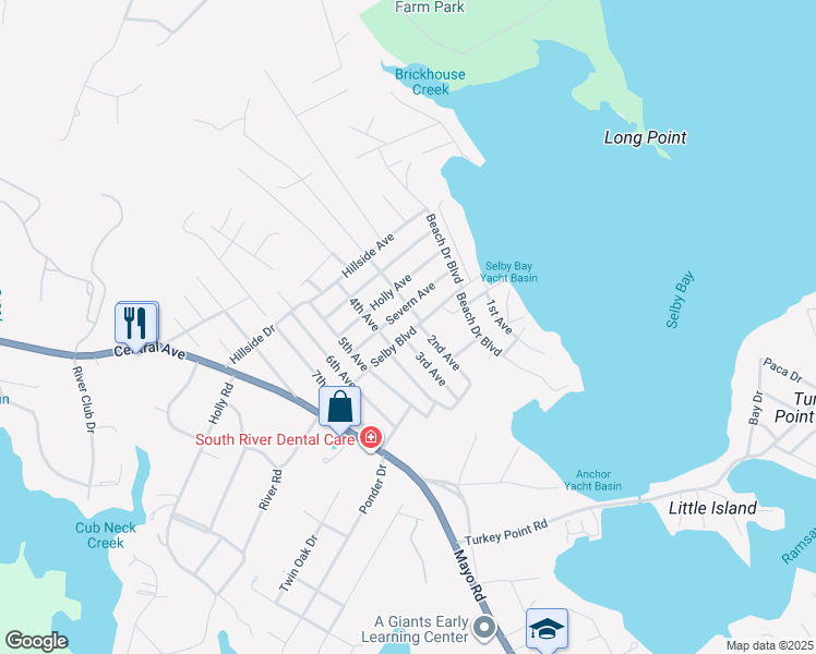 map of restaurants, bars, coffee shops, grocery stores, and more near 858 Selby Boulevard in Edgewater