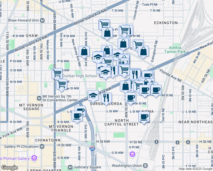map of restaurants, bars, coffee shops, grocery stores, and more near in Washington