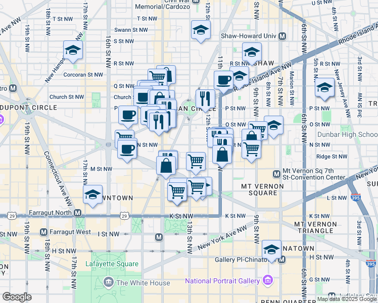 map of restaurants, bars, coffee shops, grocery stores, and more near 101 Independence Avenue Southeast in Washington