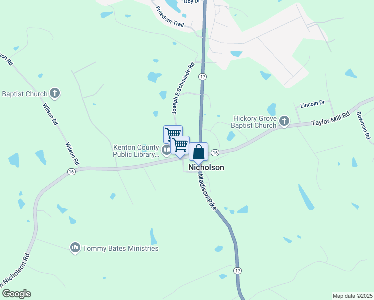 map of restaurants, bars, coffee shops, grocery stores, and more near 11995 Madison Pike in Independence