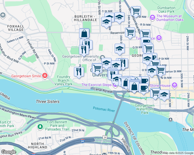 map of restaurants, bars, coffee shops, grocery stores, and more near 3794 Old North Way in Washington