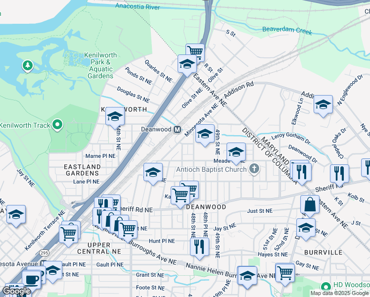 map of restaurants, bars, coffee shops, grocery stores, and more near 101 Independence Avenue Southeast in Washington