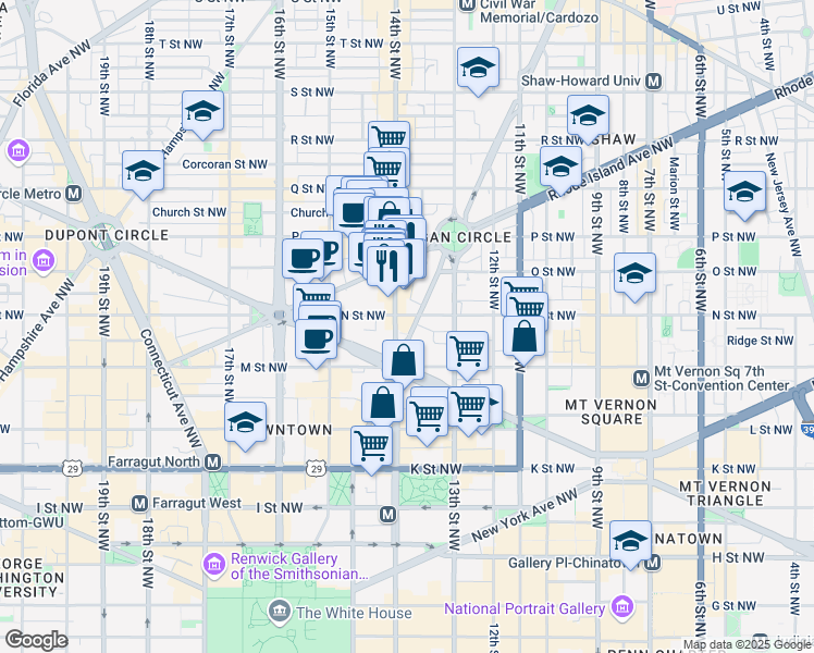map of restaurants, bars, coffee shops, grocery stores, and more near 101 Independence Avenue Southeast in Washington