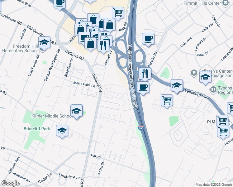 map of restaurants, bars, coffee shops, grocery stores, and more near 2139 Red Vine Drive in Vienna