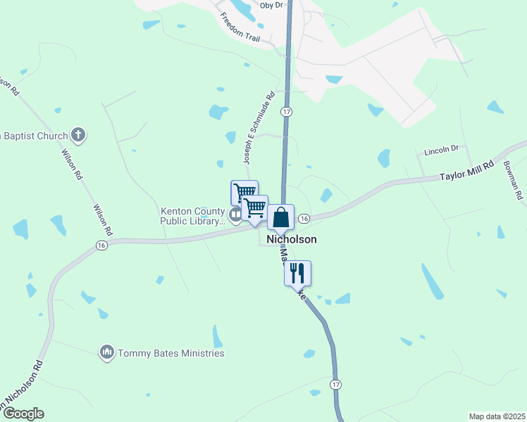 map of restaurants, bars, coffee shops, grocery stores, and more near 11995 Madison Pike in Independence
