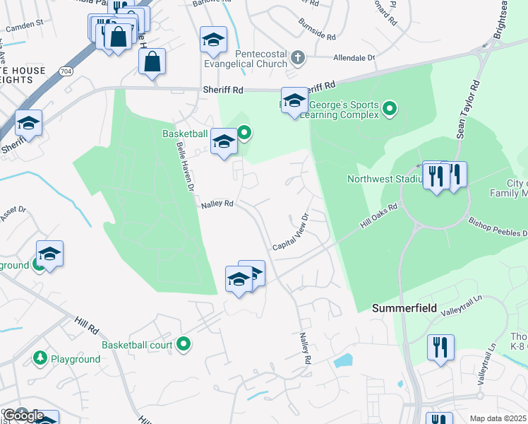 map of restaurants, bars, coffee shops, grocery stores, and more near 1109 Nalley Road in Hyattsville