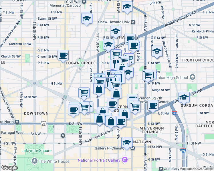 map of restaurants, bars, coffee shops, grocery stores, and more near 101 Independence Avenue Southeast in Washington