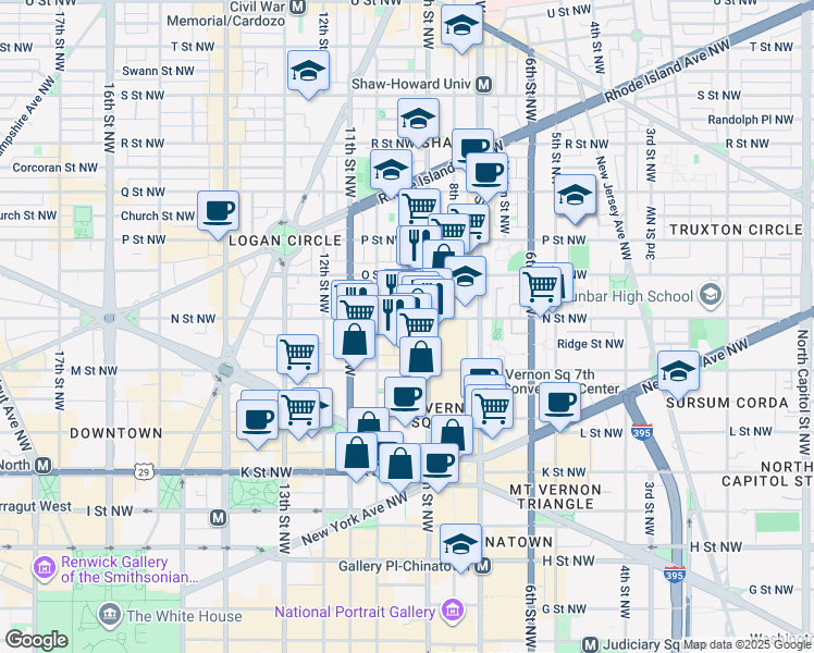 map of restaurants, bars, coffee shops, grocery stores, and more near 101 Independence Avenue Southeast in Washington