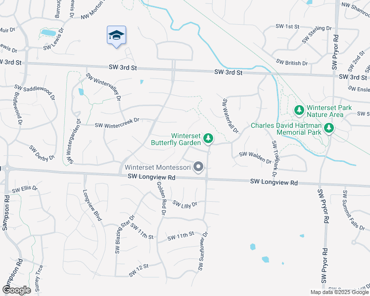 map of restaurants, bars, coffee shops, grocery stores, and more near 712 Southwest Springwater Lane in Lee's Summit
