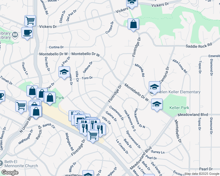map of restaurants, bars, coffee shops, grocery stores, and more near 5127 Mira Loma Cir in Colorado Springs