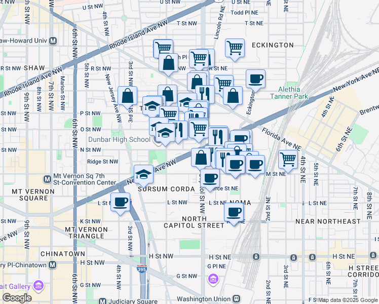 map of restaurants, bars, coffee shops, grocery stores, and more near 101 Independence Avenue Southeast in Washington