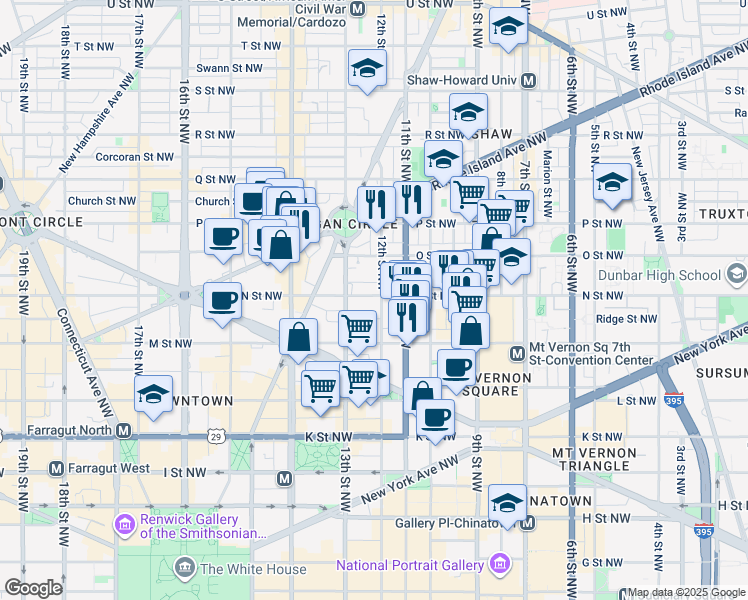 map of restaurants, bars, coffee shops, grocery stores, and more near 101 Independence Avenue Southeast in Washington