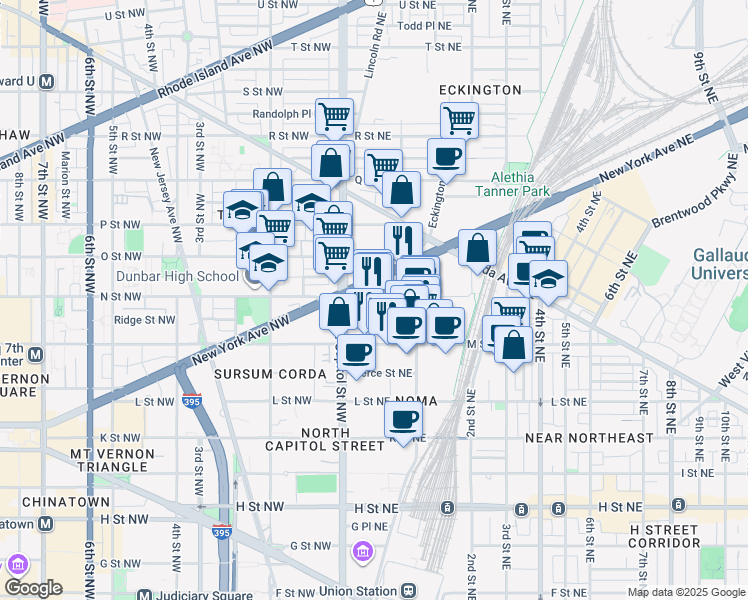 map of restaurants, bars, coffee shops, grocery stores, and more near 101 Independence Avenue Southeast in Washington