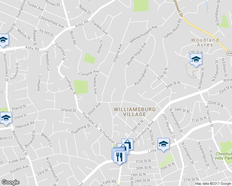 map of restaurants, bars, coffee shops, grocery stores, and more near 2085 Grace Manor Court in McLean