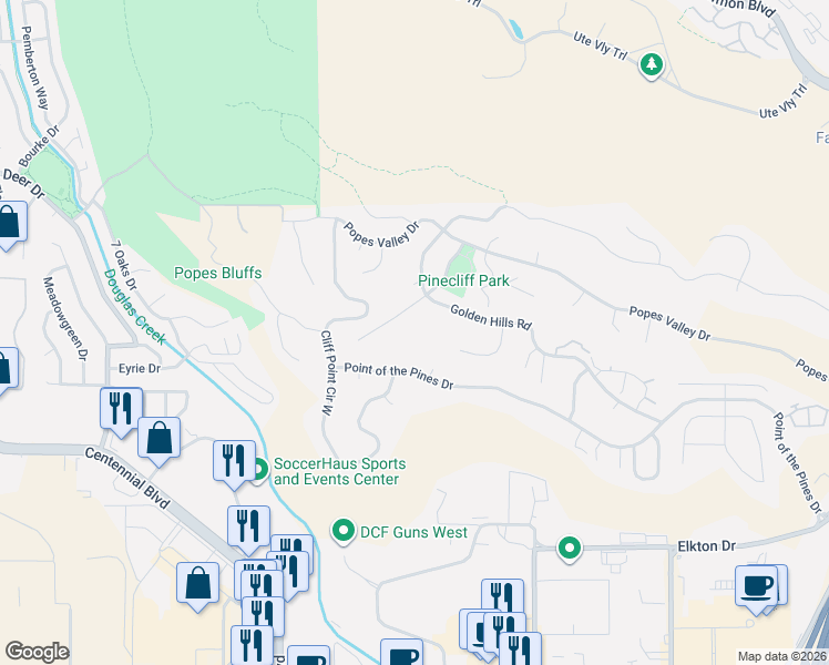 map of restaurants, bars, coffee shops, grocery stores, and more near 1037 Haverhill Place in Colorado Springs