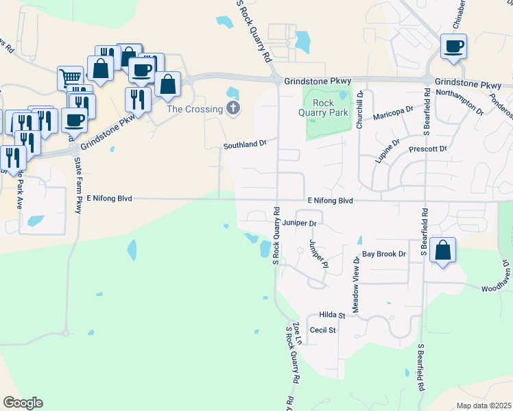 map of restaurants, bars, coffee shops, grocery stores, and more near 1727 Louise Circle in Columbia