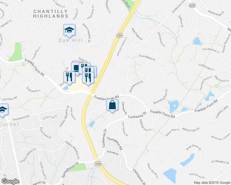 map of restaurants, bars, coffee shops, grocery stores, and more near 13175 Autumn Hill Lane in Herndon