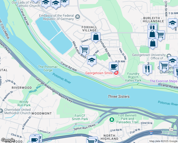 map of restaurants, bars, coffee shops, grocery stores, and more near 4501 Potomac Avenue Northwest in Washington